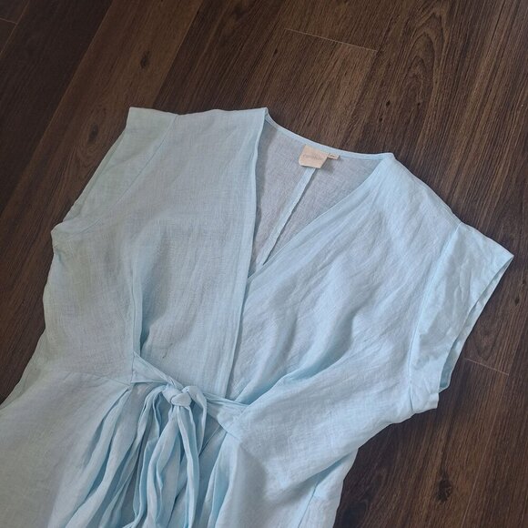 💙 Reistor 100% Hemp Wrap Style Short Sleeve Top Size 2X Preppy Lightweight Natu - Picture 7 of 11